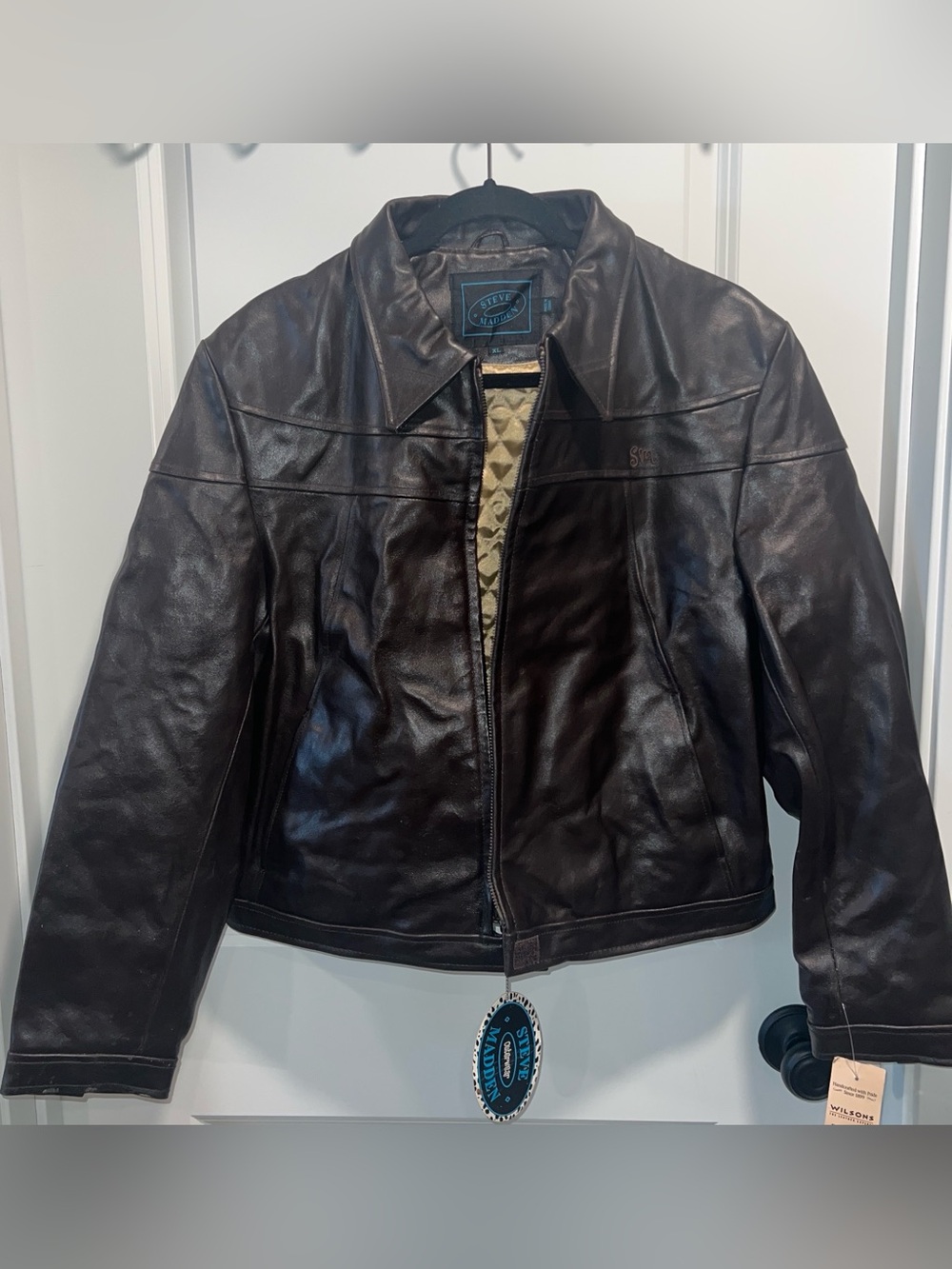 Y2K Vintage Steve Madden Women’s Dark Brown Leather Jacket Size XL